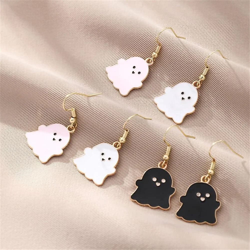 Women's 4 Pairs Zinc Halloween Dangle Earrings Stainless Steel Witch Hat Ghost